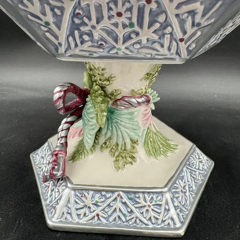 Fitz and Floyd Crystal Winter Round Compote 6.5